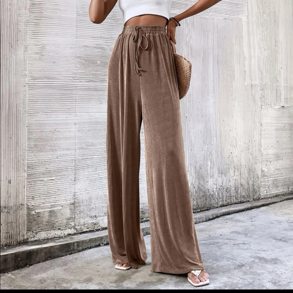 Tie Waist Wide Leg Pants